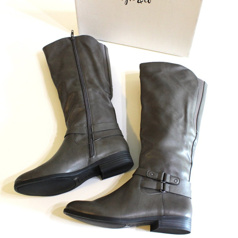 Style & Co Women's Tall Gray Riding Boots Size 5 M